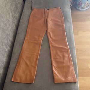 Brown Leather Women's Pants DKNY
